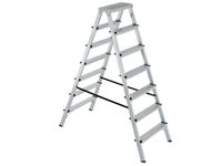 dubbele aluminium ladder beide zijden 2x7treden bordes H 1 52m