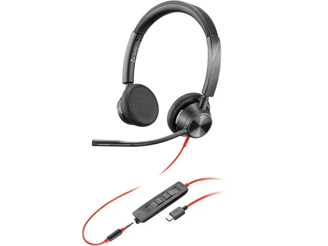 Poly Blackwire 3325 Stereo USB-C Headset + 3,5 mm plug + USB-C/A adapt