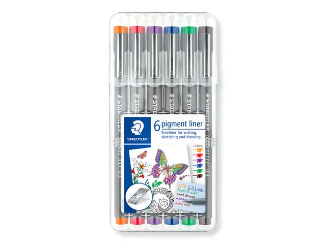 Fineliner Staedtler Pigment 308 0.3mm set à 6st assorti