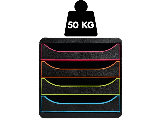 Module de classement Big Box 4 tiroirs Glossy - Noir brillant