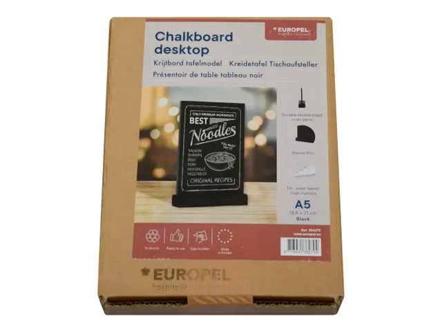 OUTLET Europel Krijtbord Tafelmodel A5 Staand Zwart