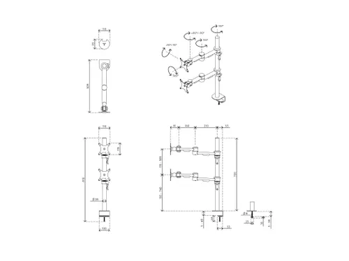 Monitorarm Dubbel Verticaal Viewmate Style 682 2 Schermen