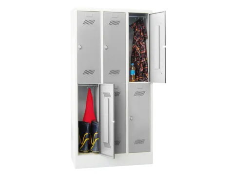 Garderobekast HxBxD 1850x930x500mm 3x2 Vakken Klink Sokkel Ral7035