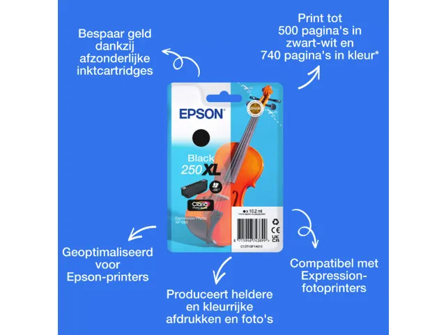 Inktcartridge Epson 250XL T16P14 zwart