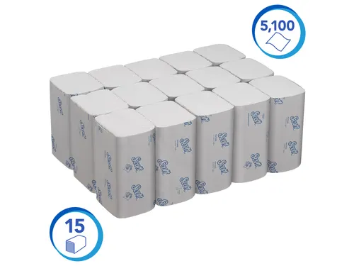 Handdoek Scott Essential i-vouw 1-laags 20x21cm wit 15x340stuks 6617