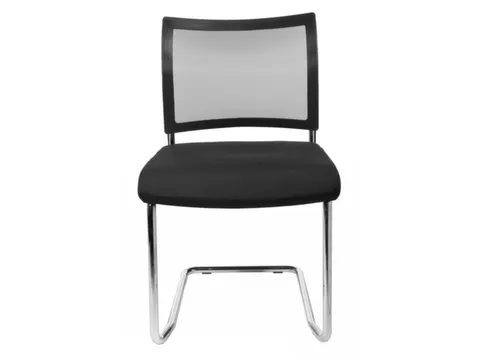 Bezoekersstoel Zitting Zwart Stof Netrug Zwart Sledeframe