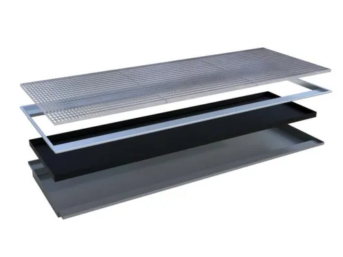 ophangbak,opvangvol. 200l,HxBxD 110x3250x1265/915mm,m. PE-element