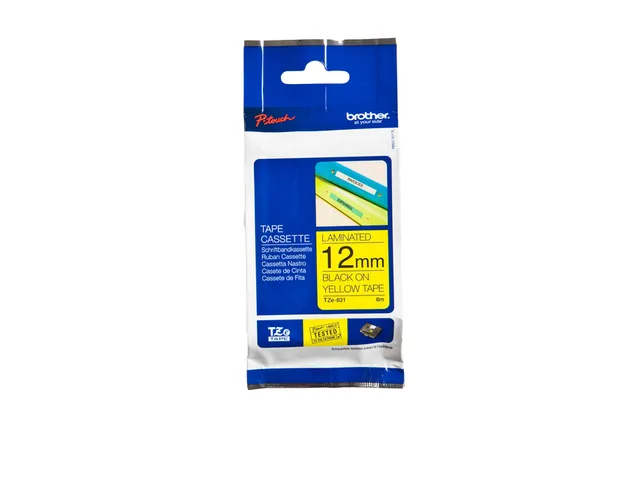 Ruban de lettrage Brother P-Touch TZe-631 standard 12mm noir sur jaune