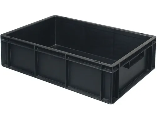 ESD-stapelbak,HxLxB 170x600x400mm,32l,PP,zwart,Wanden gesloten