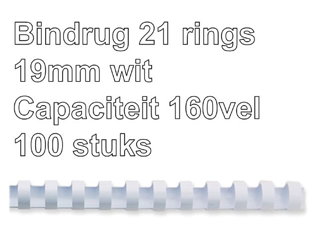 Bindrug Fellowes 19mm 21-rings A4 wit 100stuks | FellowesInbindmachine.nl