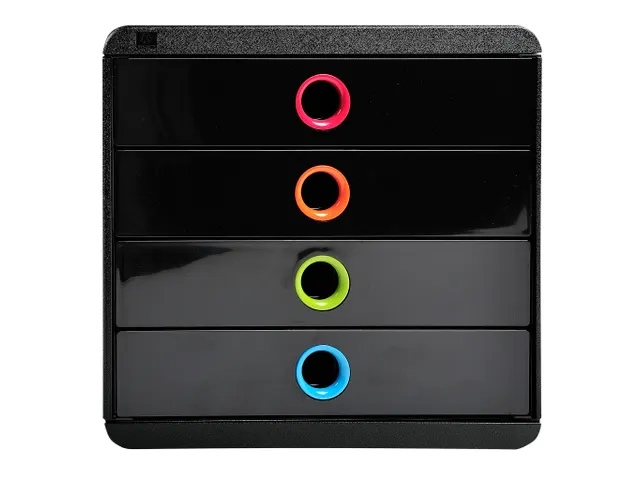 Ladenblok Pop-Box zwart/ harlekijn 4 laden A4+