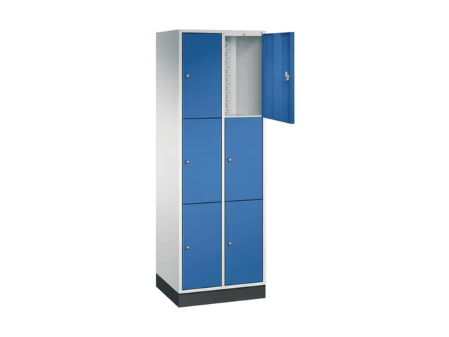 lockerkast,RAL 7035/RAL 5010,HxBxD 1950x620x500mm,2x3vakken,cil.-slot