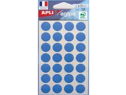 Ronde Etiketten in Etui Diameter Ø15mm, Blauw, 168 Stuks, 28 per Blad