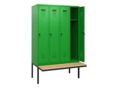 locker met bank,HxBxD 1950x1200x815mm,4vak,vak B 300mm,draaigrendel