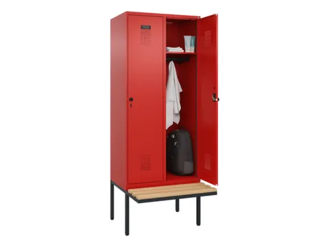 locker met bank,HxBxD 2120x800x815mm,2vak,vak B 400mm,draaigrendel