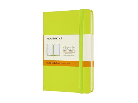 Notitieboek Moleskine pocket 90x140mm lijn hard cover lemon green