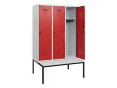 locker met bank,HxBxD 1950x1200x815mm,3vak,vak B 400mm,draaigrendel