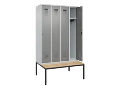 locker met bank,HxBxD 2120x1200x815mm,4vak,vak B 300mm,cilinderslot