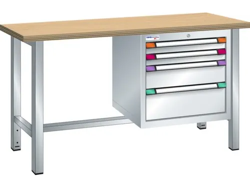 werkbank,HxBxD 840x1500x700mm,multiplexblad,RAL7035,front RAL7035