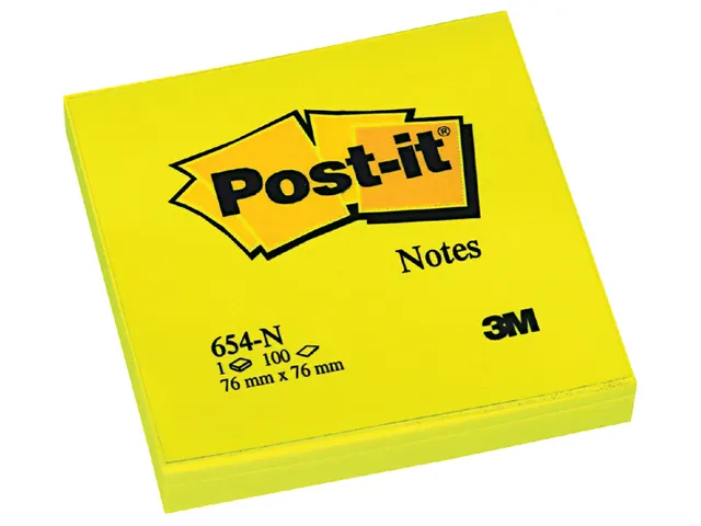 Memoblok 3M Post-it 654 76x76mm neon geel