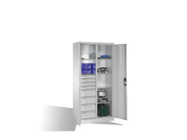 werkplaatskast,HxBxD 1950x930x500mm,romp RAL7035,front RAL7035