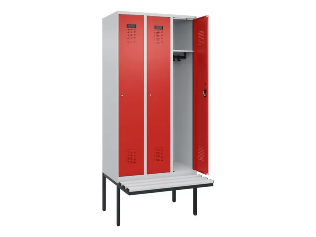 locker met bank,HxBxD 2120x900x815mm,3vak,vak B 300mm,cilinderslot