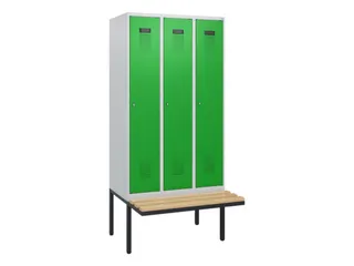 locker met bank,HxBxD 1950x900x815mm,3vak,vak B 300mm,cilinderslot - 2