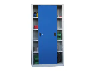 schuifdeurkast,HxBxD 1950x1000x600mm,RAL7035,front RAL5010 - 2