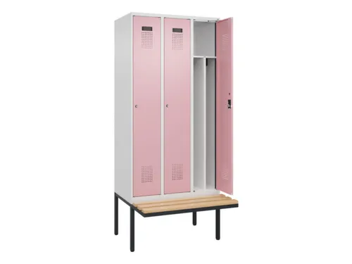 locker met bank,voor scheiding van kleding,HxBxD 2120x900x815mm,3vak