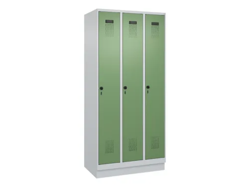 locker,HxBxD 1950x900x500mm,3vak,vak B 300mm,draaigrendel,sokkel