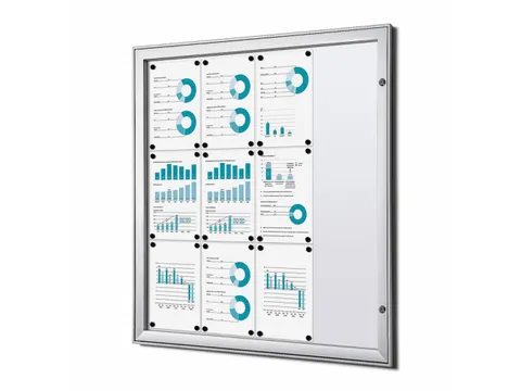 Vergrendelbaar Muurvitrine Indoor/Outdoor Brandwerend 12xA4 Zilver