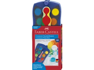 Waterverfdoos Faber-Castell 24 kleuren +1 tube wit Connector Blauw - 2