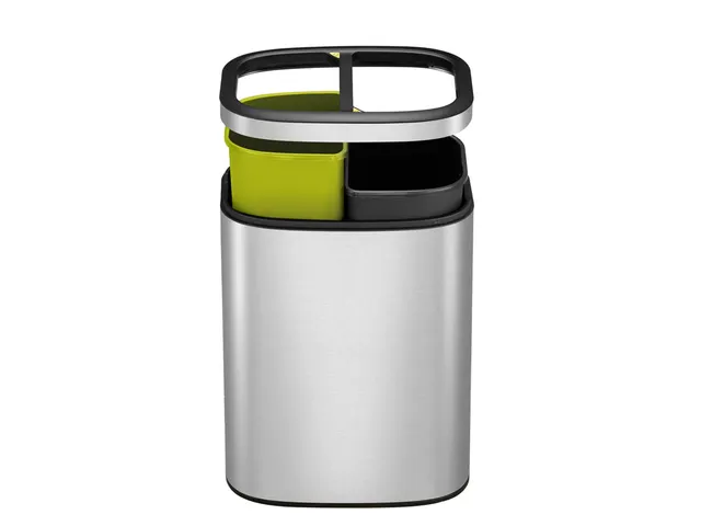 Gescheiden Afvalbak Oli-cube Open Top Bin 10+10 Liter Mat RVS