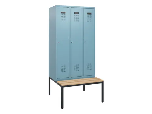 locker met bank,HxBxD 1950x900x815mm,3vak,vak B 300mm,cilinderslot