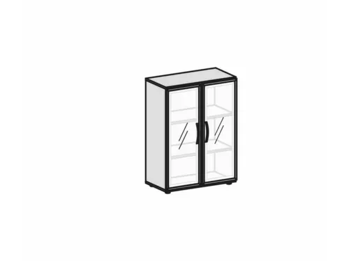 vitrinekast,HxBxD 1104x800x420mm,2xhouten vloer,3 OH,m. frame,romp wit