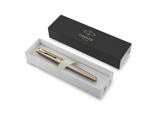 Vulpen Parker IM Brushed Metal GT Finish Medium Blauwe inkt