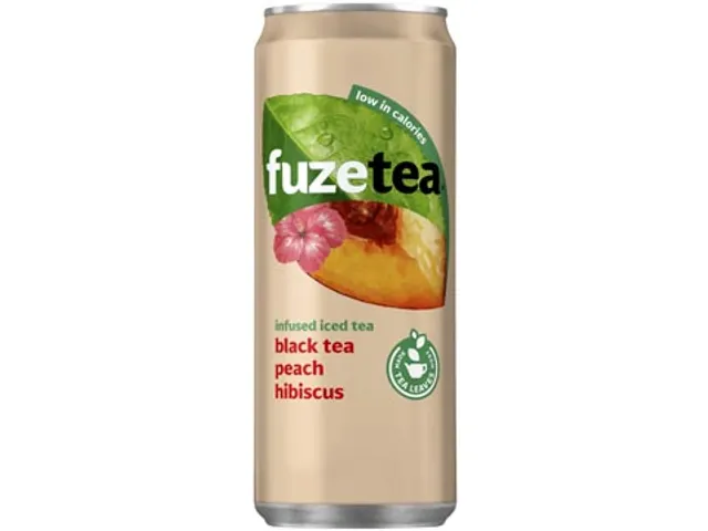 FUZETEA Peach Hibiscus in sleek blik van 33 cl 24 Stuks