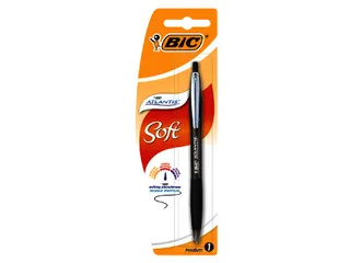 Balpen Bic Atlantis soft metalen clip clic medium zwart bister à 1st - 2
