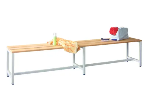 omkleedbank,LxD 2000x370mm,houten lijst beuken,onderstel RAL5012
