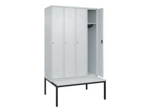 locker met bank,HxBxD 2120x1200x815mm,4vak,vak B 300mm,cil.-slot