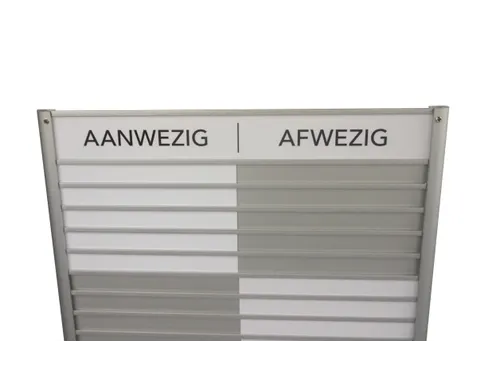 Menoor In-Uit bord 35 namen Aluminium Aanwezig/Afwezig Wit