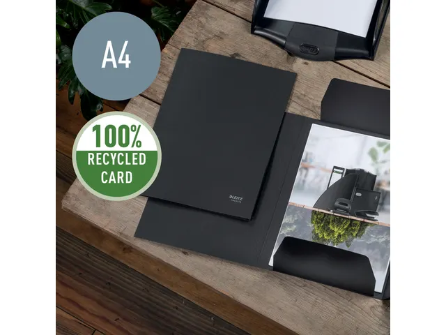 Dossiermap Leitz Recycle A4 3-kleps karton zwart