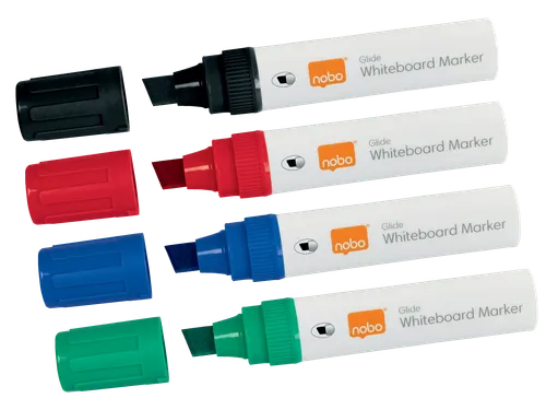 Viltstift Nobo whiteboard Glide schuin assorti 10mm 4st