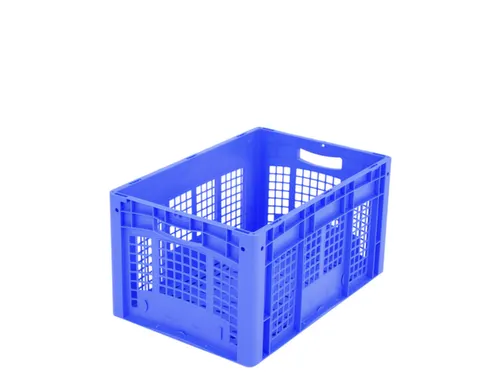 Euronorm Stapelkrat Pp 320x600x400mm Wanden/Bodem Opengewerkt Blauw