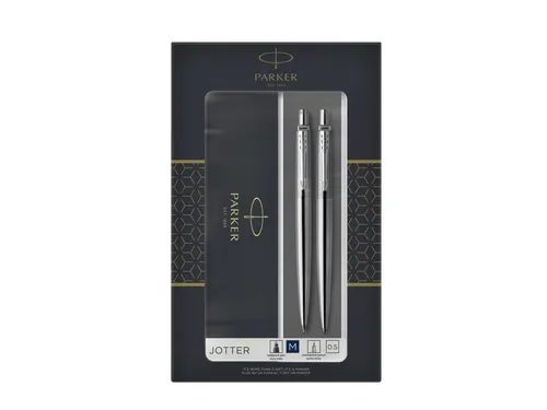 Balpen en vulpotlood Parker Jotter stainless steel CT medium 2 stuks