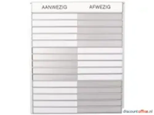 OUTLET In-uit Bord 45 Namen Aluminium Aan/afwezigheidsbord Groot Wit