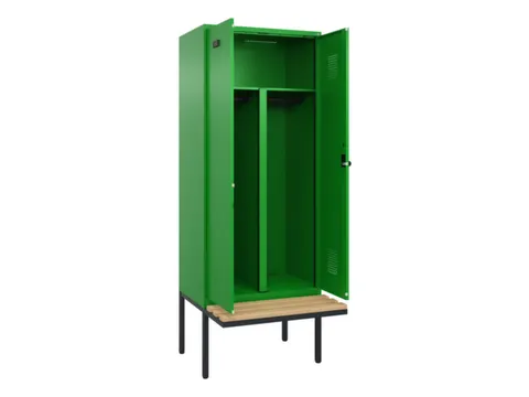 PBM-locker met bank,HxBxD 2120x800x815mm,2vak,vak B 400mm,draaigrendel