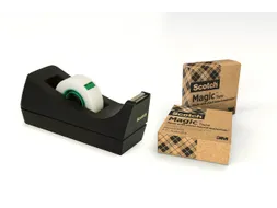 Plakbandhouder Scotch C38 recycled zwart + 3rol magic tape 900 19mmx33