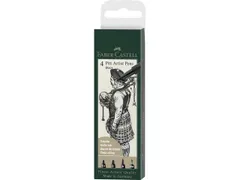 Tekenstift Pitt Artist Pen 4 stuks 199 zwart lijndiktes 1.5 C B FM