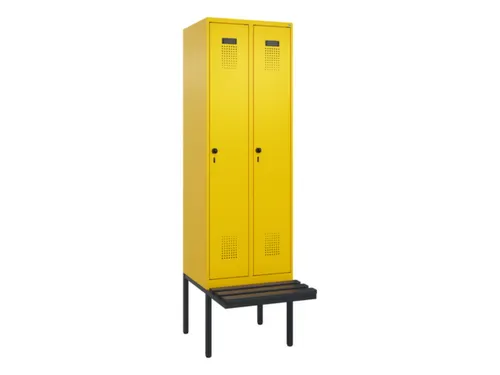 locker met bank,HxBxD 2120x600x815mm,2vak,vak B 300mm,draaigrendel